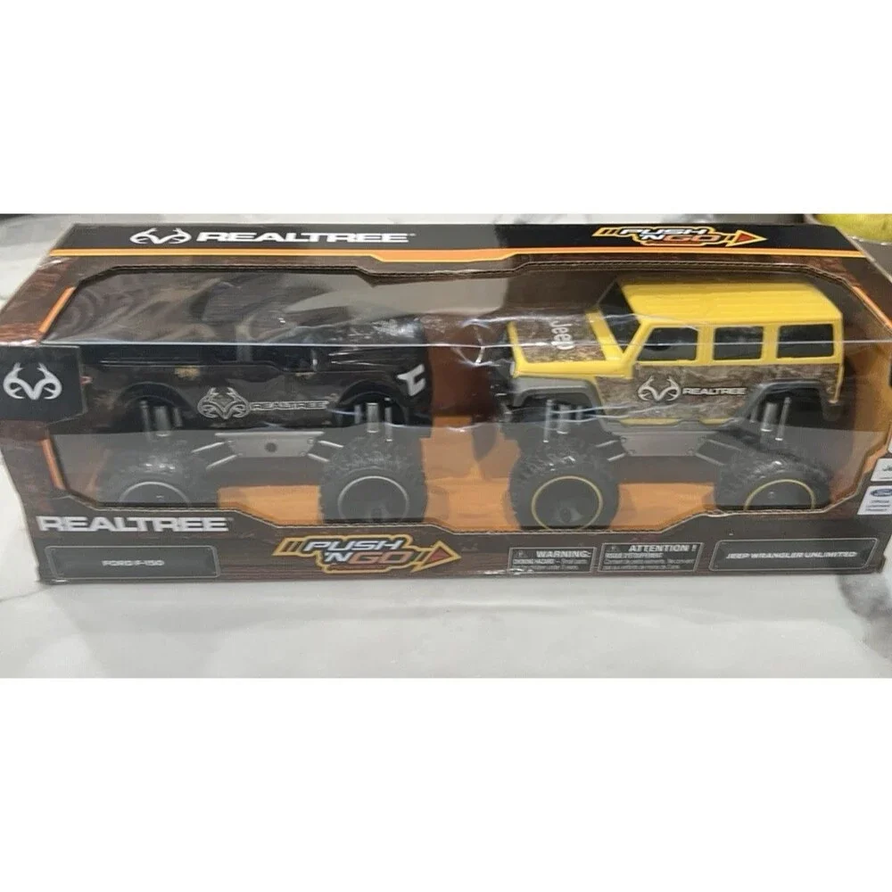 REALTREE Push N' Go Powered Trucks Set (Ford F-150/Jeep Wrangler new toy truck